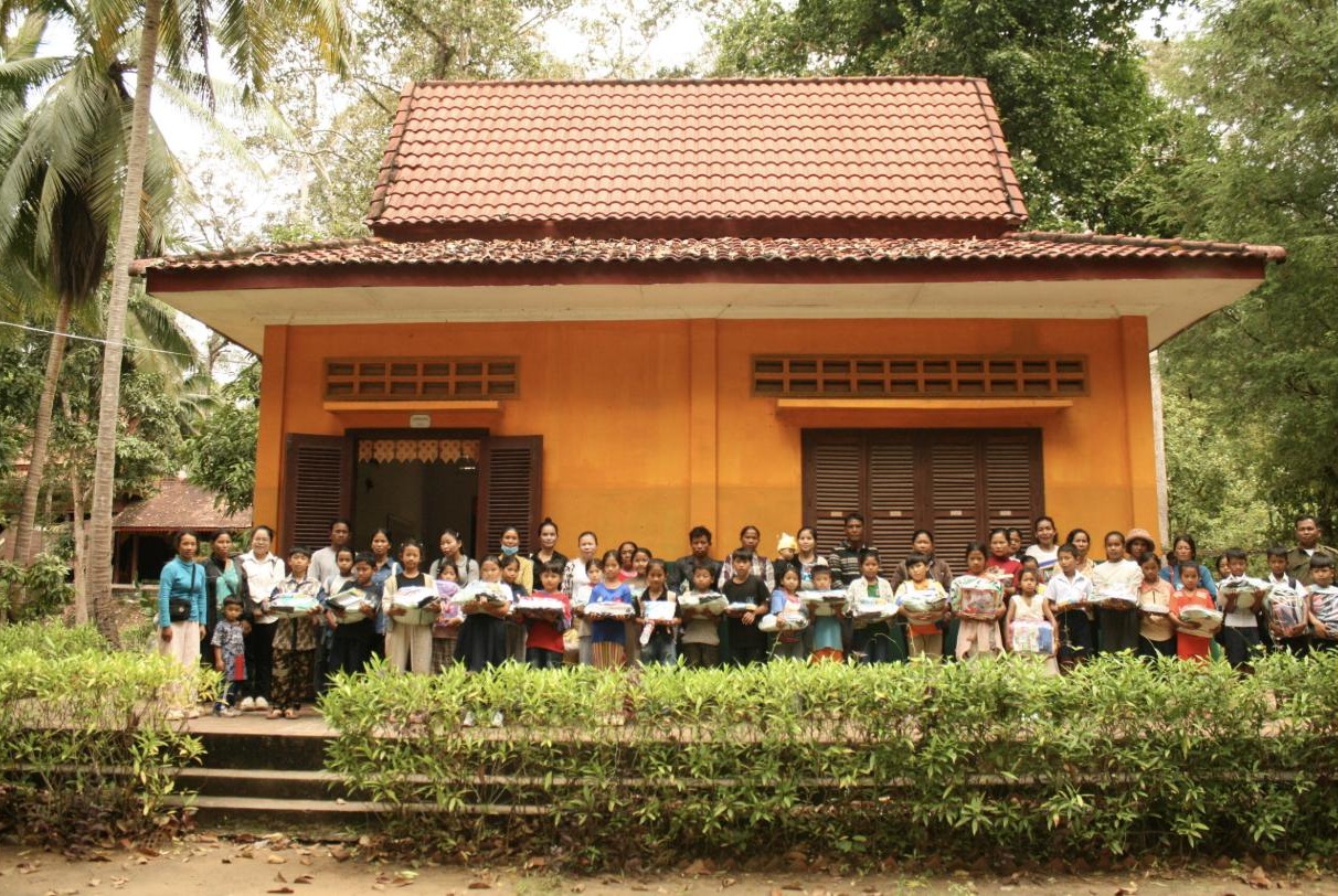 School-supplies distribution at Bayon School, Cambodia