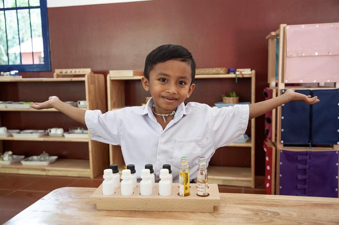 A preschool pupil at Bayon School