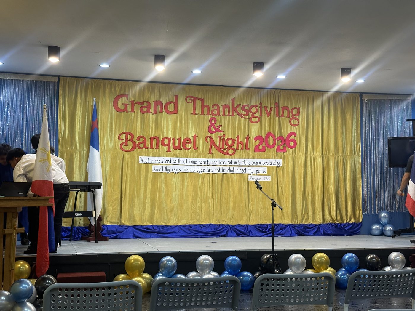 The hall prepared for the celebration