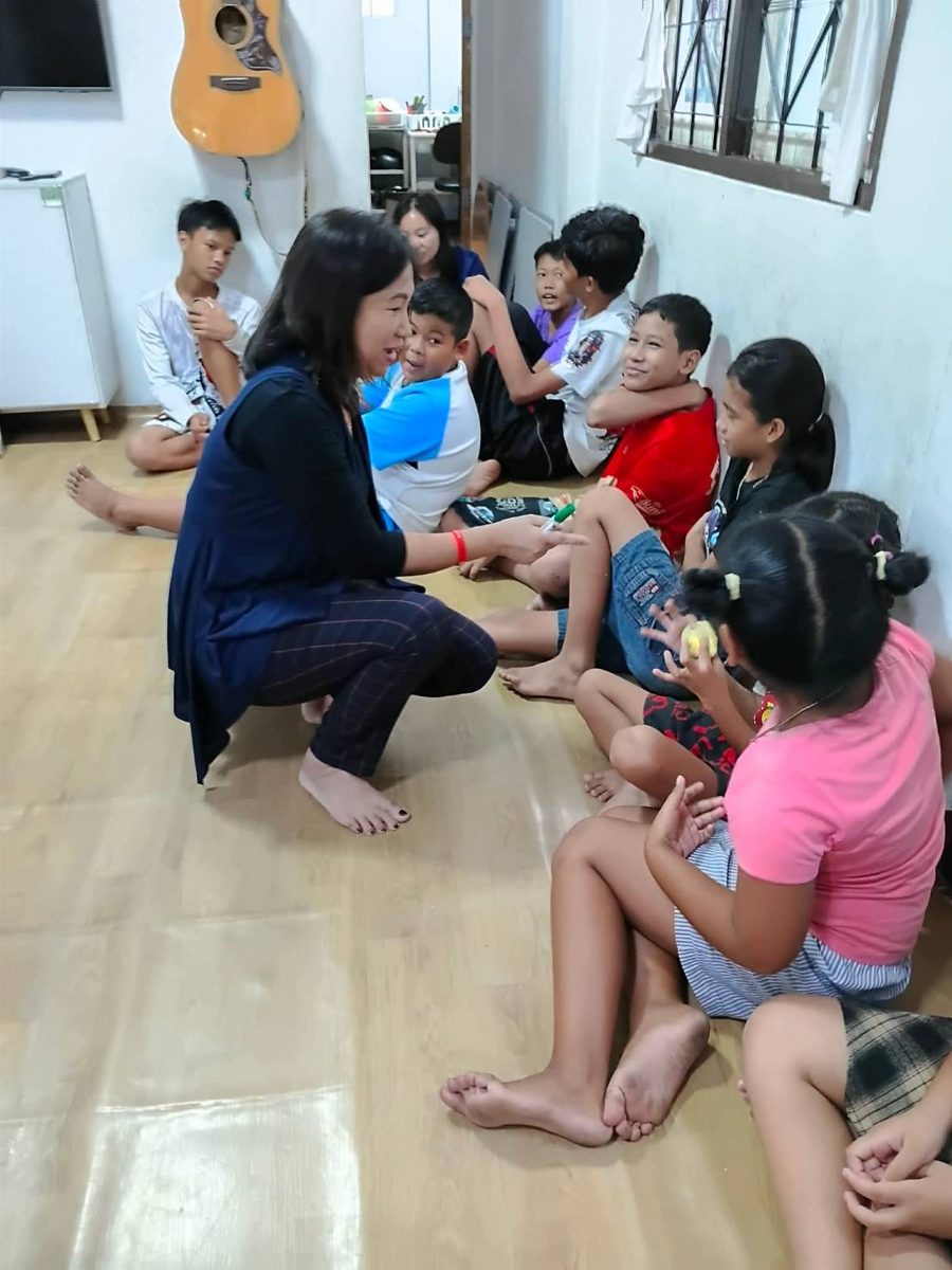 Welcoming the children at the start of class